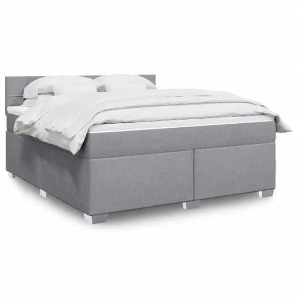 vidaXL Boxspringbett mit Matratze Hellgrau 180x200 cm Stoff, 3285967