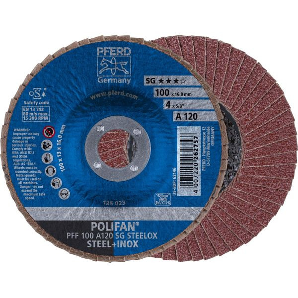 Pferd POLIFAN-Fächerscheibe PFF 100 A 120 SG STEELOX/16,0, VE: 10 Stück, 67612100