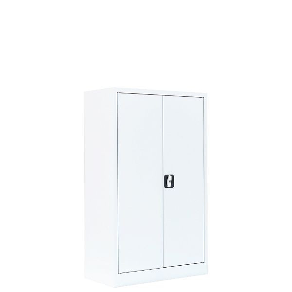 Lüllmann Aktenschrank/ Flügeltürenschrank, 1200 x 800 x 380 mm, Lichtgrau/Signalweiß, 530297