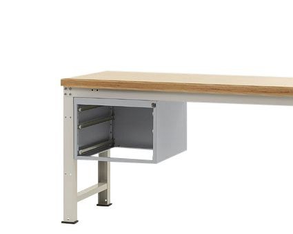 Manuflex Leergehäuse PROFI für Werkbanktische stationär, Nutzhöhe 300 mm für Werkbanktiefe 700 mm, Alusilber, ZB4331.9006