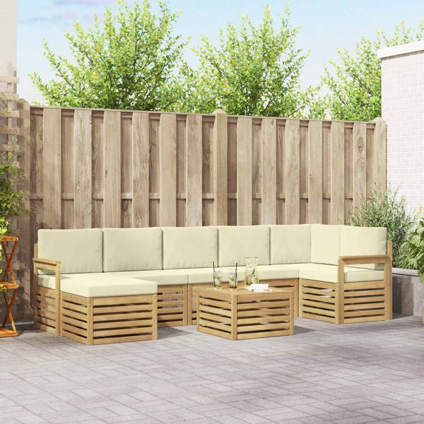 vidaXL Outdoor-Sofagarnitur 8-teilig Weiß und Creme 59 x 59 x 37 cm, 3392220