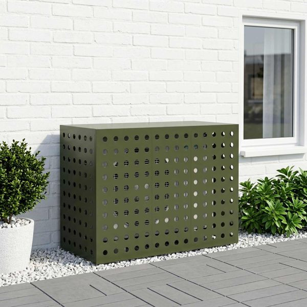 vidaXL Klimaanlagenabdeckung Olivgrün 110 x 50 x 80 cm Stahl, 8014139