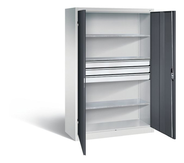C+P Werkzeugschrank Acurado, H1950xB1200xT500mm, Farbe: Lichtgrau / Schwarzgrau, Muldengriff, 8931-5030 S10224