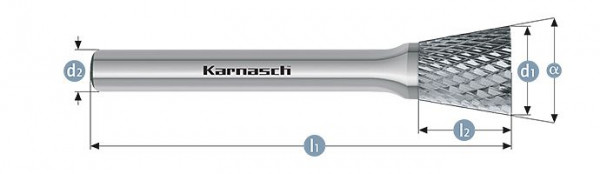 Karnasch Hartmetall-Frässtift unbeschichtet WKN/ HP-4 d1=6 / l2=8/ d2=6 / l1=50mm, VE: 3 Stück, 113098015