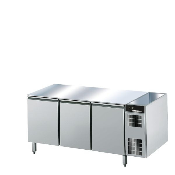 CHROMOnorm Bäckerei-Tiefkühltisch EN4060, 3 Türen, ohne Tischplatte (H 800mm), Zentralkühlung, CTKZK8346600