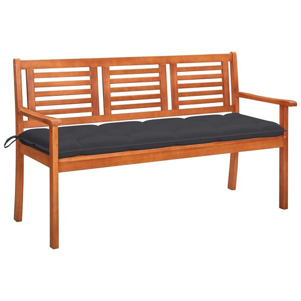 vidaXL 3-Sitzer-Gartenbank mit Auflage 150 cm Massivholz Eukalyptus, 3061011