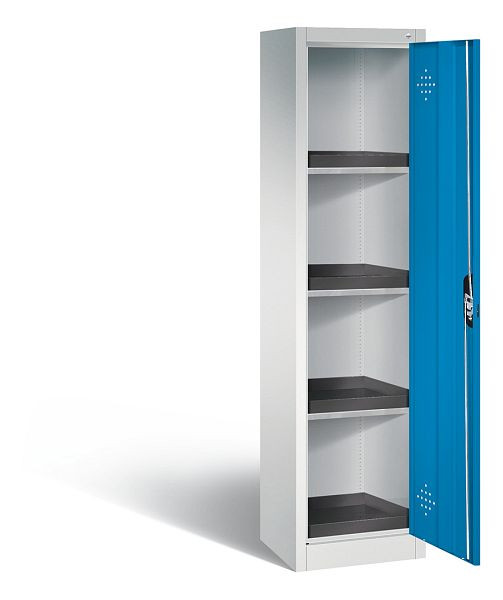 C+P Umweltschrank Acurado, H1950xB502xT500mm, Farbe: Lichtgrau / Lichtblau, Muldengriff, 8901-316 S10110