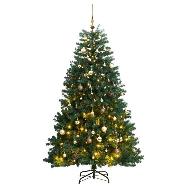 vidaXL Künstlicher Weihnachtsbaum Klappbar 300 LEDs & Kugeln 240 cm, 3210130