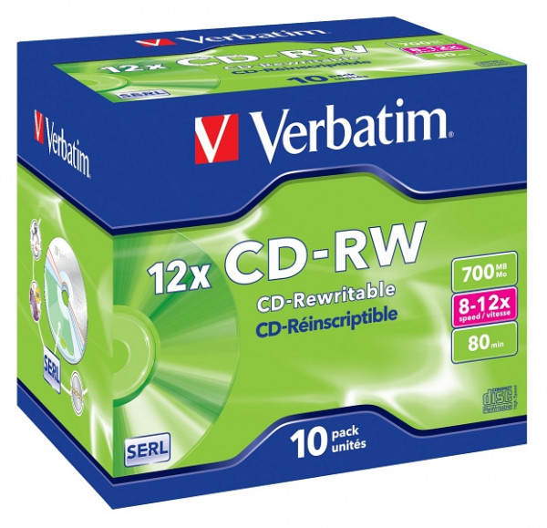 Verbatim CD-RW SERL 700MB 12x 10er JewelCase, 43148