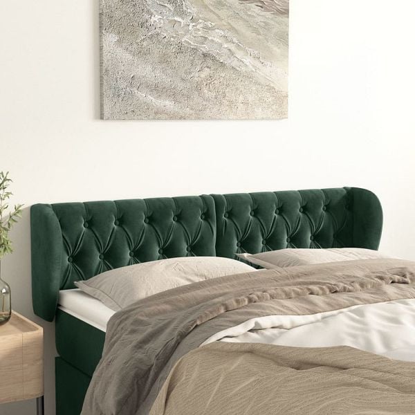 vidaXL Kopfteil mit Ohren Dunkelgrün 147x23x78/88 cm Samt, 3117531