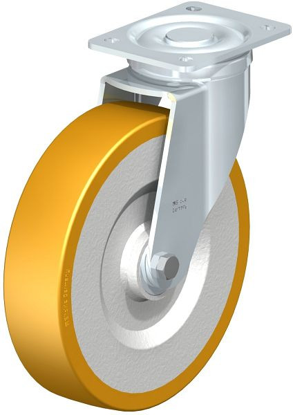 Blickle LH-SETH 250K Stahlblech-Lenkrolle, Schwerlast-Ausführung, mit Anschraubplatte, Blickle Extrathane®, Hellbraun, 45336
