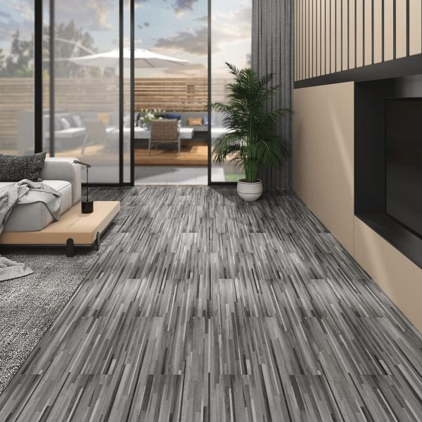 vidaXL PVC-Fliesen Nicht Selbstklebend 4,46 m² 3 mm Grau Gestreift, 146584