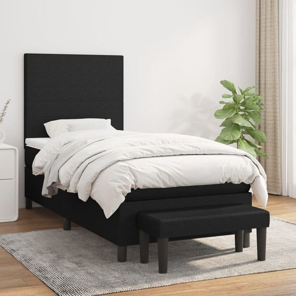 vidaXL Boxspringbett mit Matratze Schwarz 80x200 cm Stoff, 3136391