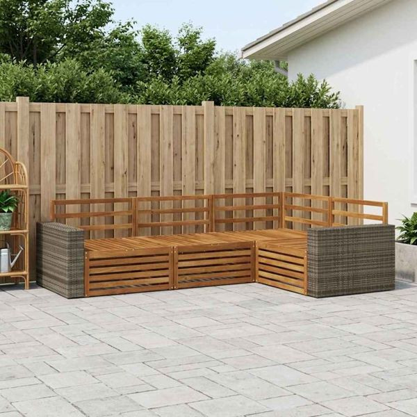 vidaXL Outdoor-Sofagarnitur 4-teilig Natur 255,5 x 176,5 x 73 cm, 3383307