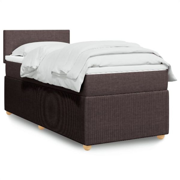vidaXL Boxspringbett mit Matratze Dunkelbraun 80x200 cm Stoff, 3289579