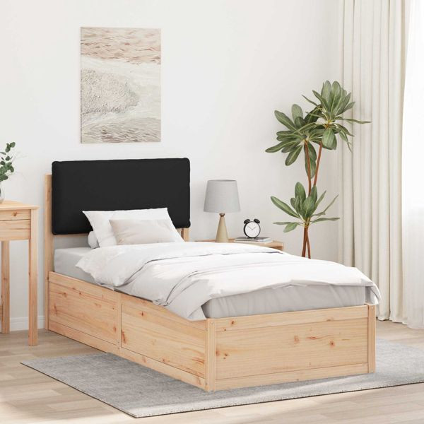 vidaXL Bettgestell mit gepolstertem Kopfteil Schwarz 90 x 200 cm, 877586