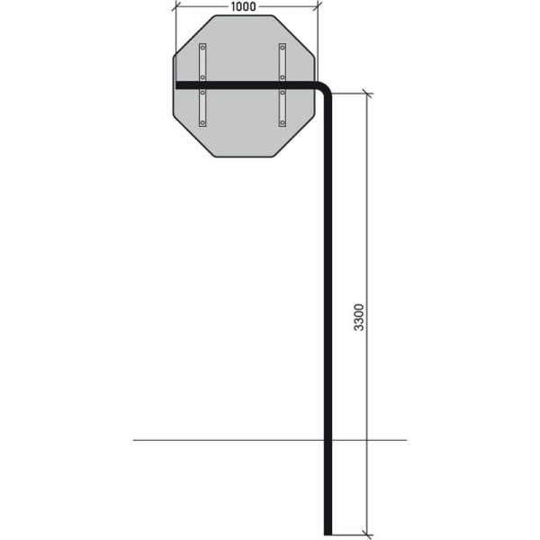 Stein HGS Ausleger-Rohrpfosten mit Standrohr, 750mm, SR 3200mm/BF 2200mm, alp2603