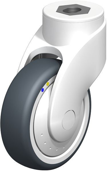 Blickle LWKXE-TPA 101XK-11-ELS-FK Kunststoff-Lenkrolle WAVE, rostfrei, mit Rückenloch, Thermoplastisches Gummi-Elastomer, Grau, 744666