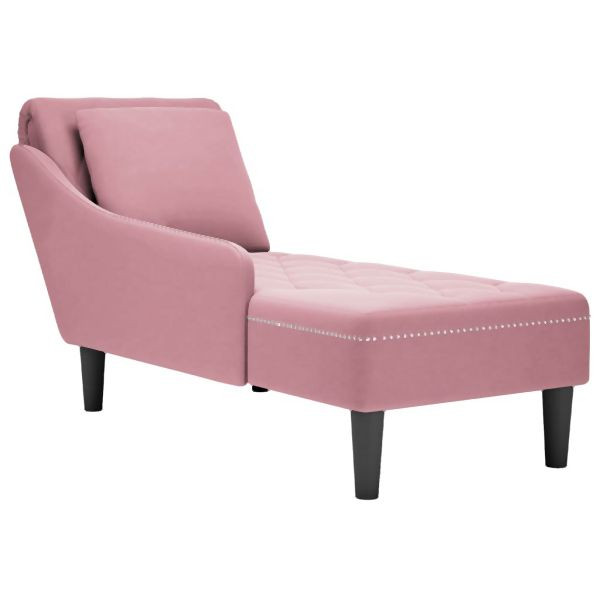 vidaXL Chaiselongue mit Kissen und Rechter Armlehne Rosa Samt, 4009775