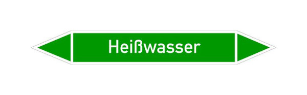 Schilder Klar Rohrleitungskennzeichen Heißwasser, 187x26 mm Folie selbstklebend, 101429/61