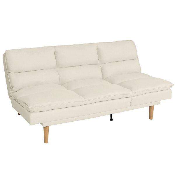 Mendler Schlafsofa HWC-M79, Gästebett Schlafcouch Couch Sofa, Schlaffunktion Liegefläche 180x110cm, Stoff/Textil creme, 102368