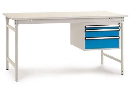 Manuflex Komplett-Beistelltisch BASIS stationär mit Kunststoff-Platte + Gehäuse-Unterbau, BxTxH: 1250 x 800 x 780 mm, graugrün, BB5277.0001