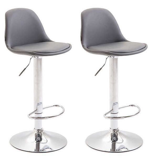 CLP Barhocker Kiel Vollgepolstert Kunstleder chrom, grau, VE: 2 Stück, 304560