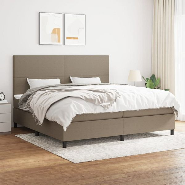 vidaXL Boxspringbett mit Matratze Taupe 200x200 cm Stoff, 3141645