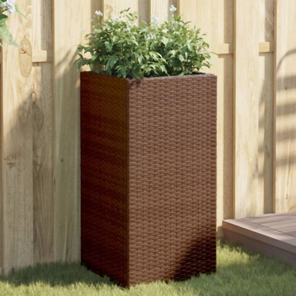 vidaXL Pflanzkübel 2 Stk. Braun 40x40x80 cm Poly Rattan, 3210520