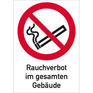Moedel Rauchverbot im gesamten Gebäude ISO 7010, Kombischild, Kunststoff, 210x297 mm, 58396