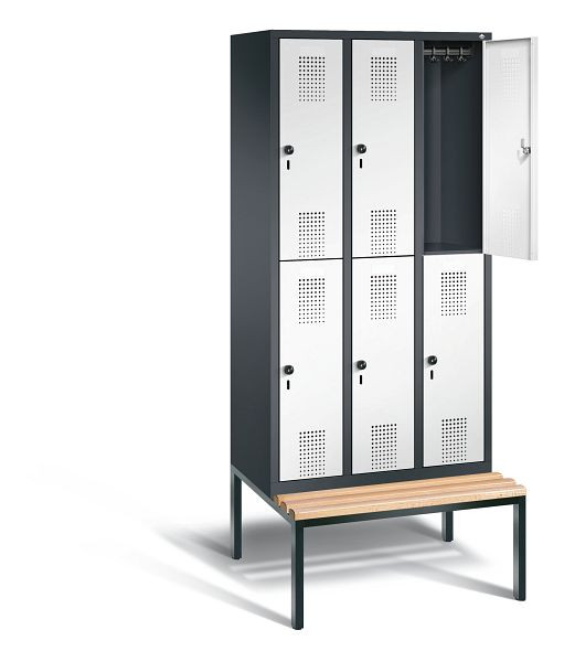 C+P Spind doppelstöckig Evolo, H2090xB900xT815mm, Farbe: Schwarzgrau / Verkehrsweiß, 48350-30 S10321