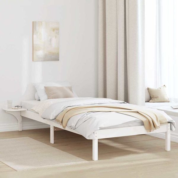 vidaXL Bettgestell mit Nachttischen Weiß 80 x 200 cm Weiß, 873209