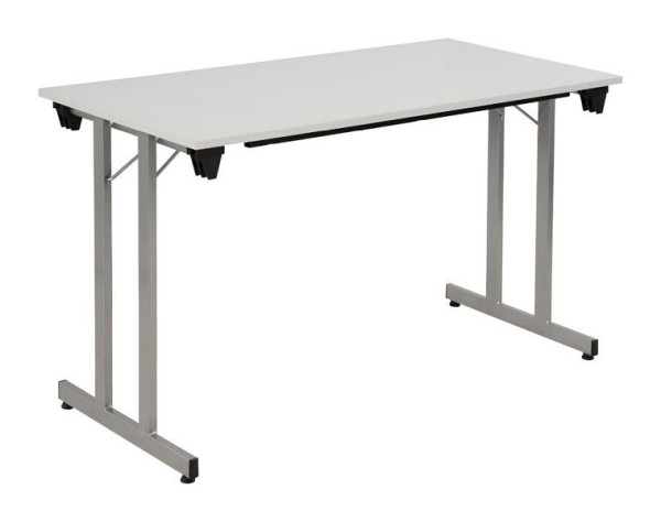 Deskin Klapptisch / Mehrzwecktisch, Platte Dekor Lichtgrau, Gestell Alusilber, B 1200 x T 800 x H 720 mm, 349471