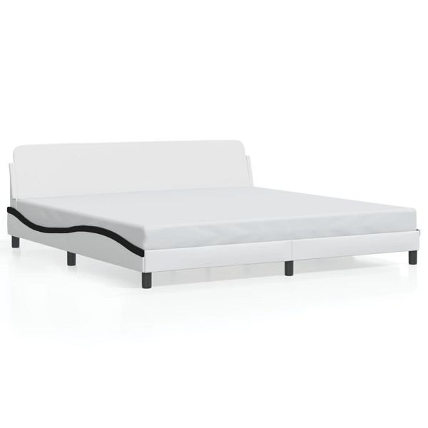 vidaXL Bettgestell mit Kopfteil Weiß und Schwarz 200x200 cm Kunstleder, 373264