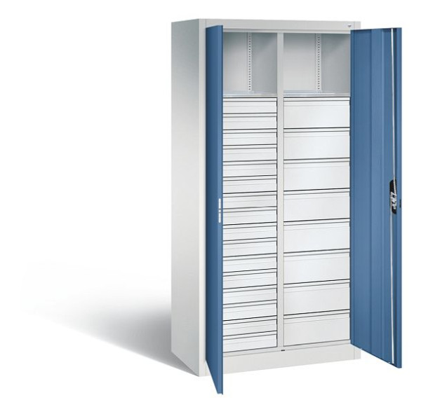 C+P Werkzeugschrank Acurado, H1950xB930xT500mm, Farbe: Lichtgrau / Fernblau, Muldengriff, 8921-303 S10065