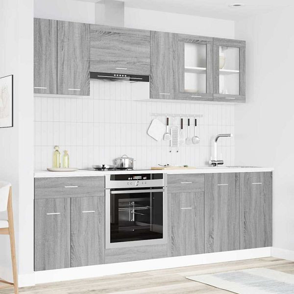 vidaXL Küchenschrank-Set 8-teilig Graues Sonoma 240 x 46 x 81,5 cm, 3388349