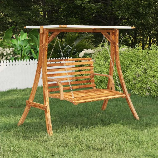 vidaXL Schaukelgestell mit Dach Creme Bugholz Massiv Teak-Finish, 313935