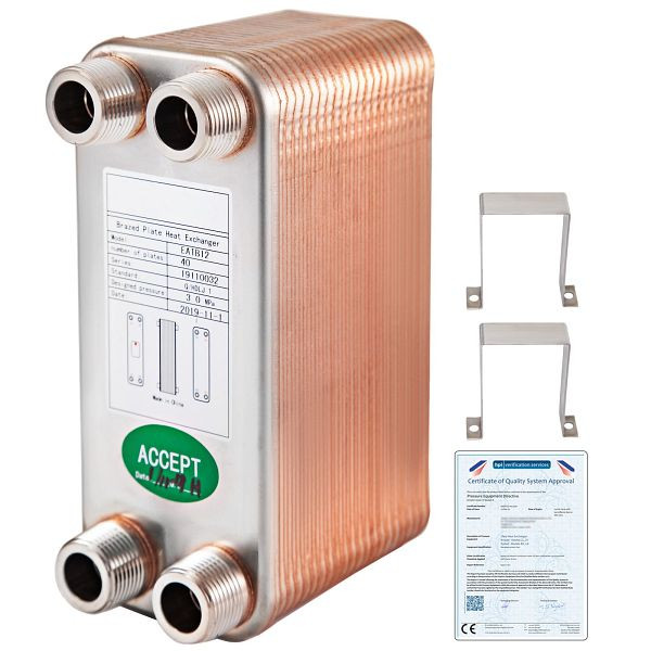 VEVOR EATB12 Plattenwärmetauscher Plattenwärmetauscher 40 Wärmetauscher 40 Plattenwärmetauscher Edelstahl 316 l Wärmetauscher Heizung, BSHRQ1240MN34G601V0