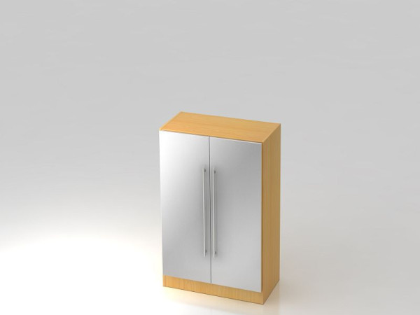 Hammerbacher Schrank 3OH mit Sockelblende Relinggriff Buche/Silber, 80x42x127 cm (BxTxH), V7550/6/S/RE