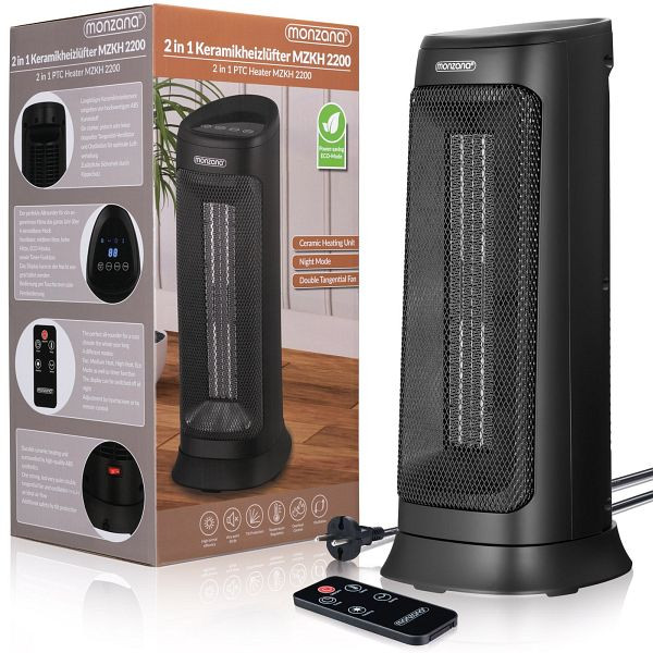 monzana Heizlüfter MZKH2200 Schwarz Keramik 2000W, 109521