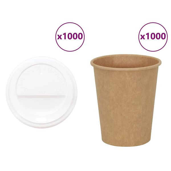 vidaXL Pappbecher mit Deckeln 1000 Stk. 8oz 200ml, 3325220