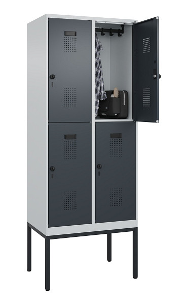 C+P Doppelstock-Spind Evolo PLUS, Gestell, 4 Fächer, 2120x800x500mm, 7035/7016, Drehriegel, 0493307-22 S10012