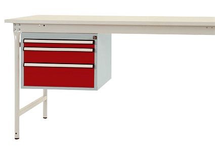 Manuflex Gehäuse-Unterbau stationär, Nutzhöhe 300 mm mit 3 Schubfächer, für Tischtiefe 800 mm, Rubinrot, ZB4652.3003