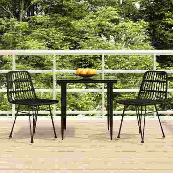 vidaXL 3-tlg. Garten-Essgruppe Schwarz Poly Rattan, 3157880