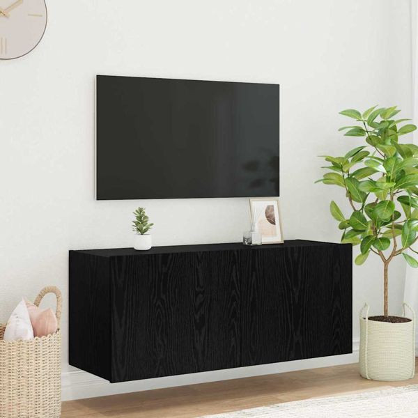vidaXL TV-Wandschrank Schwarz Eichen-Optik 100 x 35 x 41 cm, 886252