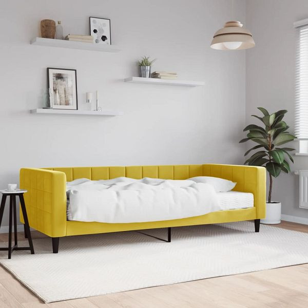 vidaXL Tagesbett mit Matratze Gelb 90x200 cm Samt, 3196672