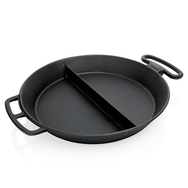 WAS Cast Iron Giant Riesenpfanne mit Doppelgriff und einem abnehmbaren, Rundgriff, mit Mittelsteg, Durchmesser 65 cm, Eisenguss, 5055652