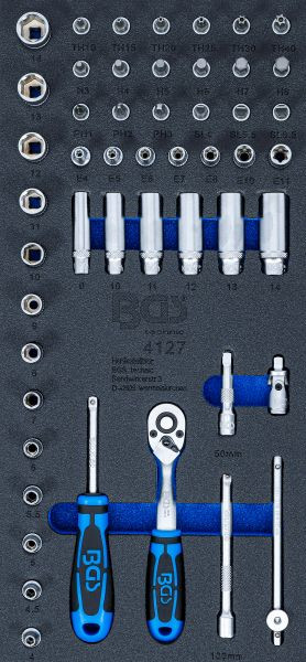 BGS Werkstattwageneinlage 1/3: Steckschlüssel-Satz, 6,3 mm (1/4"), 50-teilig, 4127