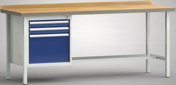 KLW Standard-Werkbank - 2000 x 700 x 840 mm L x T x H, links 2x75EA/350EA, WS118N-2000M40-E7024