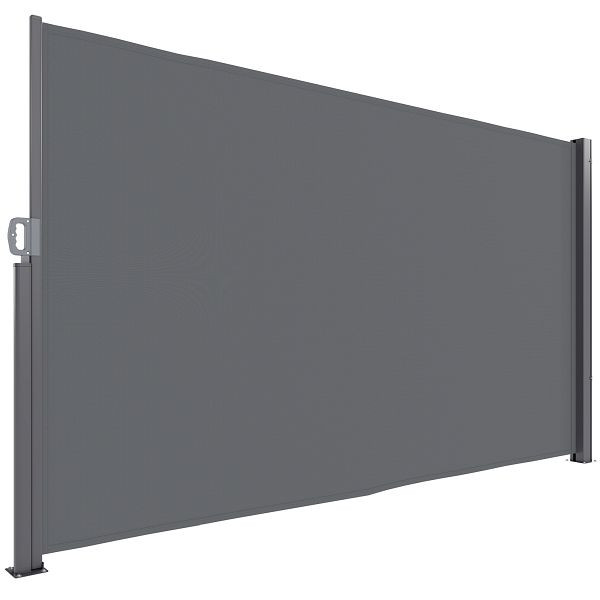 Outsunny Seitenmarkise ausziehbar blickdicht Sichtschutz mit Wandhalterung Beschichtung 300x180cm Dunkelgrau, 840-275V01CG